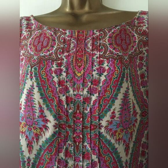 Zara 💯 Silk Colorful Floral Patterned Shift Dress Size M - Picture 7 of 16